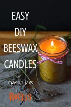 an easy diy beeswax candles in mason jars