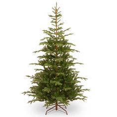 a small christmas tree on a stand with no decorations in the top and bottom part