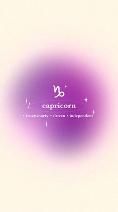 the zodiac sign capricorn is shown in purple and white