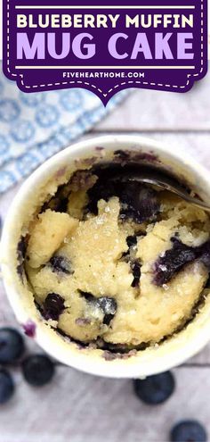 Blueberry Muffin Mug Cake, summer desserts, easy cake recipes One Cup Dessert Mug Cakes, Blueberry Muffin Mug Cake, Muffin In A Mug Recipe, Muffin Mug Cake, Blueberry Muffin In A Mug, Blueberry Mug Cake, Mug Muffin, Mug Dessert Recipes, Cake Microwave