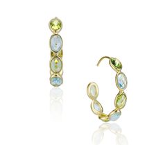 With sparkling blue topaz and prasiolite gemstones set in hoop design, these earrings bring a splash of beauty and elegance to any look. From House of Frosted. Bday Gift, Tourmaline Earrings, Hoop Design, 25th Birthday, Birthday Wishlist, Virtual Closet, Girly Jewelry, Jewelry Inspo, Fine Jewellery Earrings