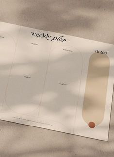 a paper with the words weekly plan on it