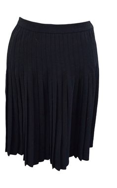 This classic knife pleat skirt by La Galleria La Rue will never go out of style.  It's made of heavy polyester and the pleats do not wrinkle and never needs ironing.   The skirt is top quality with a set on waistband and the pleats are stitched at the top for 6" over the hips.  Invisible side zipper with button at waist.   Measurements laying flat:   Waist 14"; hips 19"; length 22".    Mint condition. Knife Pleated Skirt, Knife Pleat, Pleat Skirt, Black Pleated Skirt, Out Of Style, Pleated Skirt, Side Zipper, Classic Black, Mint Condition