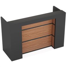 an office desk with two drawers on one side and a wooden door on the other