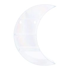 a clear plastic crescent shaped object on a white background