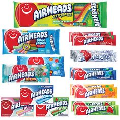 six different flavors of airheads candy