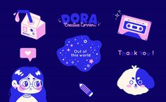 an image of various items that are in the style of popa, with captioning out of this world