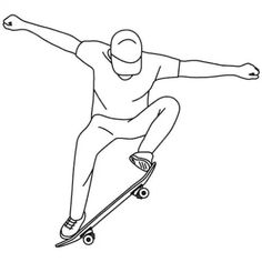 a man riding a skateboard in the air with his arms out and legs spread