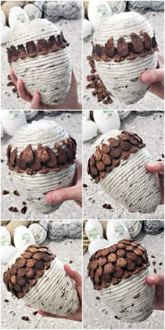 the process of making a pine cone basket