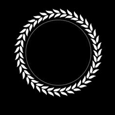 a white laurel wreath on a black background