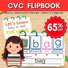 the cvc flipbook is available for children to learn how to read and write