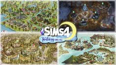 an image of the game sims4 and its location is shown in three different pictures