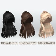 three different types of wigs with long hair