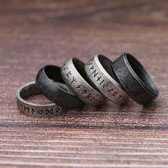 Viking Norse Vintage Silver Stainless Steel Runes Rune Ring Band for Men Women | eBay Cool Rings For Men Unique, Rune Vichinghe, Rune Ring, Viking Rings, Rune Viking, Nordic Retro, Cool Rings For Men, Fish Hook Bracelet, Sea Turtle Bracelet