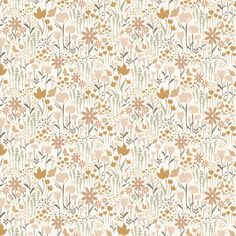 an image of a flower pattern on a wallpaper with brown and white flowers in the background