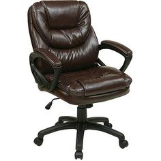 an office chair with leather upholstered back and arms