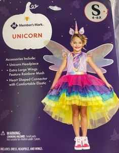 Trendy Fashion UNICORN - Halloween or Dress-Up Costume - Member's Mark - Child SMALL (4-6), Halloween Unicorn Headpiece, Unicorn Horn Headband, Unicorn Halloween Costume, Unicorn Accessories, Full Rainbow, Rainbow Laces, Matte Purple, Horn Headband, Unicorn Halloween