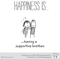 a cartoon drawing of two people with the caption happiness is having a negative brother