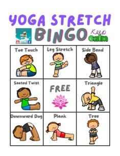 the yoga stretch card is shown with different poses