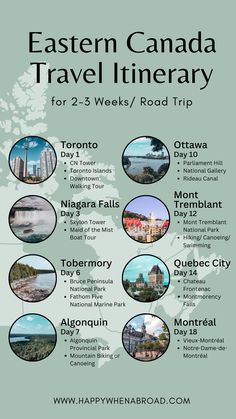 the eastern canada travel itinerary for 2 - 3 weeks / road trip