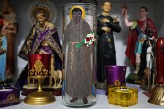 "San Benito de Palermo, Saint Benedict the Moor 7-day candle. One of a kind hand painted glass globe based on a traditional image. This is a hand painted glass candle globe, with a replaceable burn-safe plastic candle insert (one included). Designed for long term offering or devotional work. Once the provided insert is exhausted, it can be replaced with a new insert (listed separately) 3\" diameter glass candle globe for use with a burn-safe plastic \"inserta-lite\" (2.5\") style candle refill. Candle Refill, Candle Globes, Saint Benedict, Ritual Candles, Painted Glass, Taper Candles, Glass Globe, Glass Candle, Etsy Candles