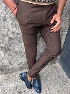 Color Code: Brown Pants Material: 68% Viscon, 30% Polyester, 2% Elestan Machine Washable: Yes, But Wash separately Fitting: Slim-Fit Brown Trousers, Yes But, Classic Brown, Brown Pants, Slim Fit Trousers, Men's Wardrobe, Slim Fit Pants, Casual Tee, Color Code