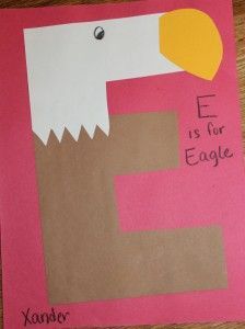 the letter e is for eagle made from construction paper