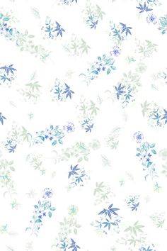 a white background with blue and green flowers