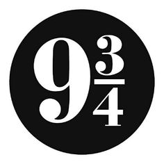 a black and white logo with the number nine in it's center, which reads 9 / 3 / 4