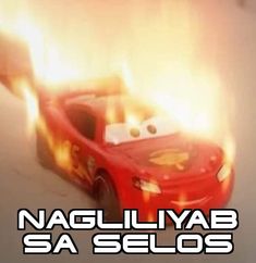 a red car with the words nagulliyab sa selos on it