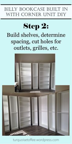 the instructions for how to build bookcases with corner unit diy