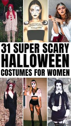 halloween costumes for women with text overlay that reads 31 super scary halloween costumes for women