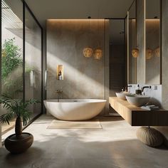 Minimalist Japandi shower curtain adding a touch of elegance to the bathroom Master Bathrooms Luxury Modern 2023, Amazing Bathrooms Master Baths, Bathrooms Luxury Modern, Master Bathrooms Luxury, Small Bathroom Trends, Zen Bathrooms, Luxury Bathroom Master Baths, Luxury Master Bathrooms