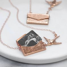 Photo Envelope, Gold Locket Necklace, Gold Locket, Bird Charm, You Are Loved, Pretty Jewelry