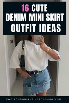 Mini Denim Skirt Outfit Ideas, Skort Denim Outfit, Denim Skirt Outfit Party, Skirt With Sneakers Outfits, Mini Skirt Outfit Denim, Styling Denim Skirt, Denim Skirt Styling, Denim Skirt Outfit Aesthetic