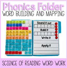 the science of reading word work for phonics folder with words and pictures on it