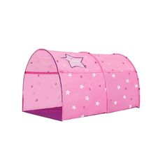 a pink tent with white stars on it