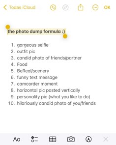 the photo dump formula is displayed in an iphone screen shot, with text below it