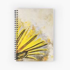 a yellow flower with watercolors on it spiral notebook