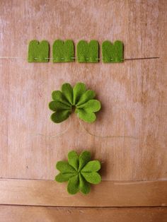 four leaf clovers are arranged on a table