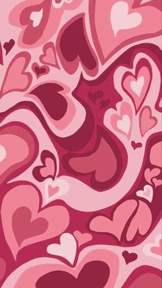 an abstract background with hearts in pink and red