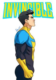 an image of a man in a yellow and blue suit with the words invisible on it