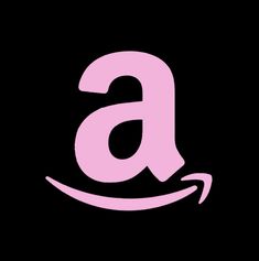 an amazon logo with the letter a in pink on a black background, it appears to be for sale