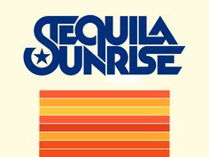 the poster for tequila sunrise, which features an orange and yellow striped bar with stars on it