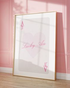 Pink Ace Card, Ace Card Poster, Bow Wall, Ace Card, Aesthetic Print, Poster Pink, Wall Art Trendy, Dorm Living, Card Poster