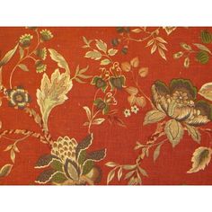 an orange background with flowers and leaves on the fabric is very similar to this one