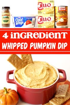 an image of pumpkin dip with crackers in the middle and ingredients on the side