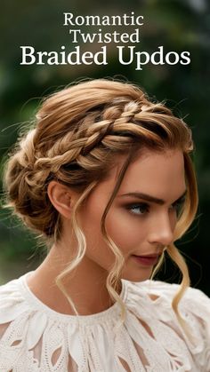 Stay trendy with halo braided updos. Perfect for a modern and stylish look. Save this pin for modern updo ideas! #BraidedUpdo #HaloBraids #AestheticHair Whimsical Updo, Modern Updo, Stylish Updos, Chic Updo, Updo Ideas, Braided Updos, Halo Braids, Halo Braid, Romantic Updo