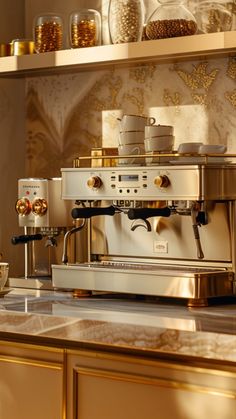 an espresso machine sitting on top of a counter