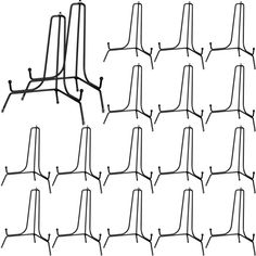 an array of metal stands with four legs on each side and one standing in the middle